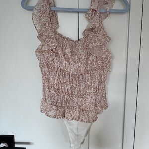 Lulus Floral Ruffle Bodysuit